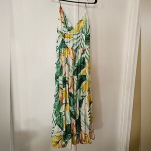 H&M Green and Yellow Leaf Maxi Dress